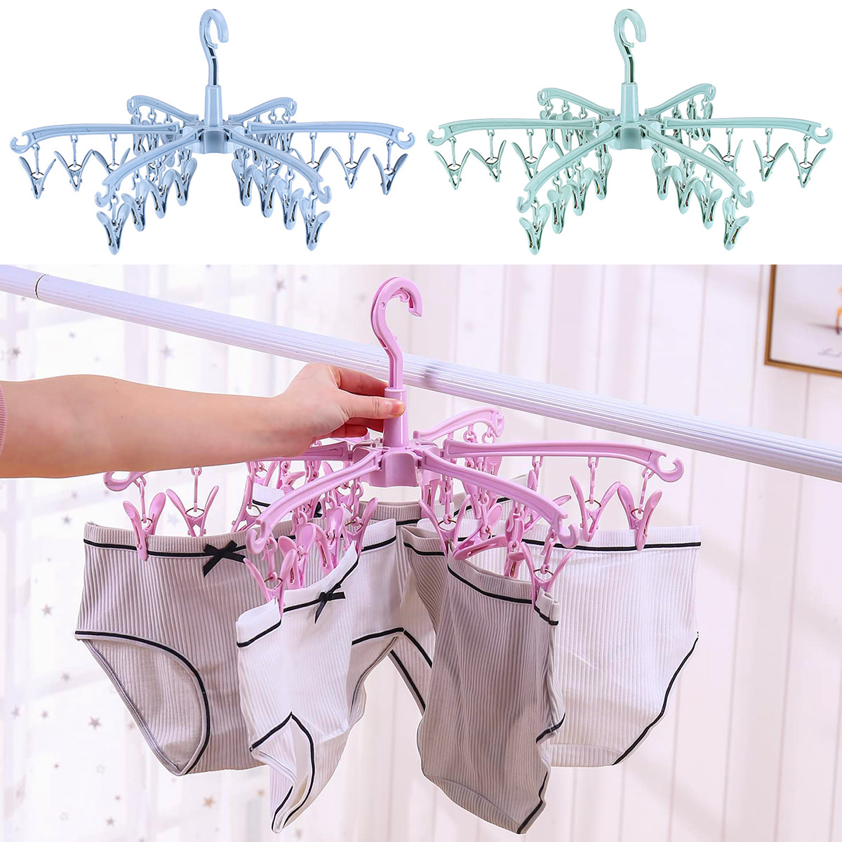 Sock Organizer Tray - 24 klipsli katlanır elbise kurutma makinesi